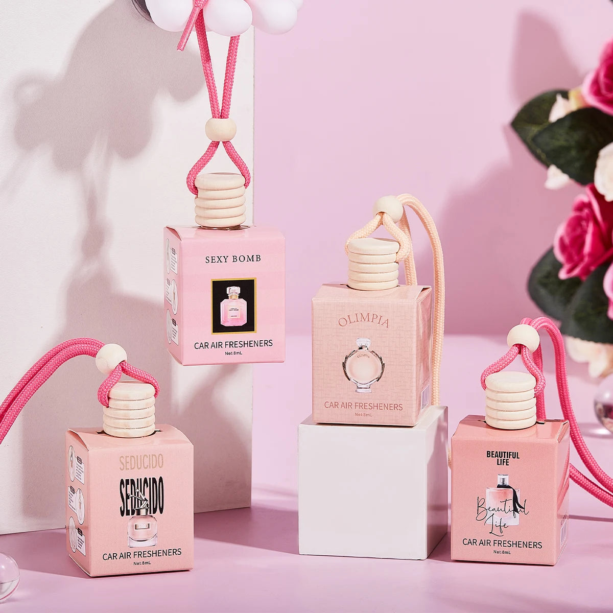AromaBloom™ – The Elegant Pink Car Fragrance 🌸✨